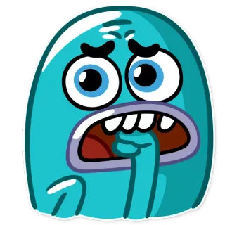😧 monster, cartoon, character, blue, scared telegram sticker