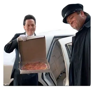 🍕 pizza, entrega, mordomo, motorista, comida, luxo, limousine whatsapp sticker