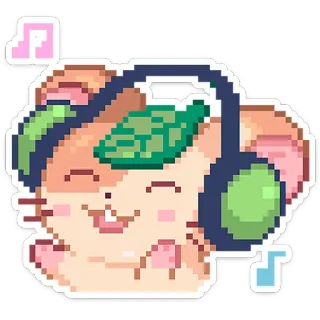 🎵 ハムスター, ヘッドホン, 音楽, かわいい, ピクセルアート, 動物, デジタルアート telegram sticker