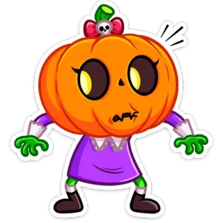 😳 halloween, zucca, carino, cartone animato, adesivo telegram sticker
