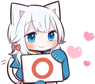⭕ Anime, Kawaii, Fofo, Garota Gato, Aprovação, Positivo, Coração, Ilustração telegram sticker
