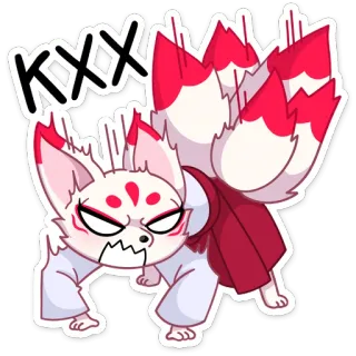 😈 KXXX cáo, hoạt hình, động vật, nhãn dán, dễ thương, tức giận whatsapp sticker