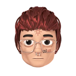 😑 OUTSIDE cartoon, glasses, nose ring, tattoo telegram sticker