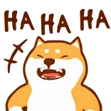 😆 HA HA HA 犬, 柴犬, 笑い, 幸せ, ミーム, アニメ whatsapp sticker