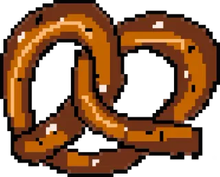 🥐 pretzel, food, snack, baked, pixel art whatsapp sticker
