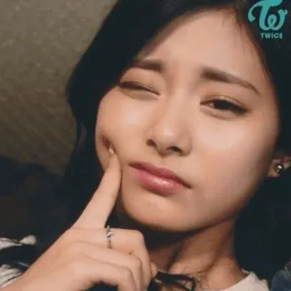 🥺 TWICE woman, portrait, kpop, girl, cute, wink, finger telegram sticker