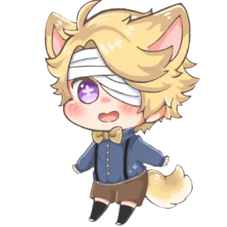 😻 Chibi, Vendaje, Orejas de animal, Lindo, Anime, Personaje telegram sticker