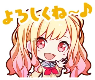 🖐 よろしくね～♪ anime, girl, cute, japanese, hello whatsapp sticker