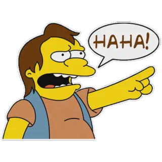 😆 Nelson Muntz The Simpsons HAHA! simpsons, nelson, haha, cartoon, animated, pointing, laughing telegram sticker