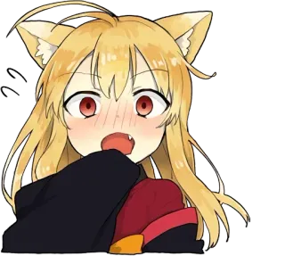 😳 garota anime, orelhas de gato, rubor, fofo, anime, kawaii whatsapp sticker