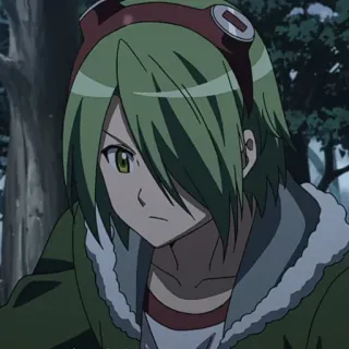🐾 Lubbock Akame ga Kill! Аниме, Манга, Лаббок, Akame ga Kill!, Персонаж, зеленые волосы, очки telegram sticker