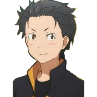 😊 Subaru Natsuki Re:Zero anime, character, cute, blush, video game, isekai telegram sticker
