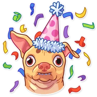 🎊 Hund, Party, Feier, Konfetti, Tier, Chihuahua, süß whatsapp sticker