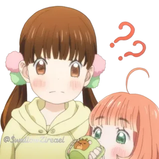 ❓ @SwallowZireael Anime, Cô gái, Dễ thương, Câu hỏi, Nhãn dán, Hoạt hình telegram sticker