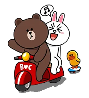 🏍 Brown B♥C Line Friends, Brown, Cony, Sally, самокат, милый telegram sticker