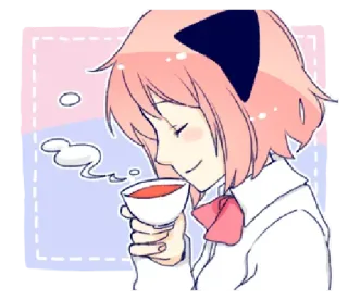 ☕️ Anime, Nekomimi, Tè, Kawaii, Carino, Relax whatsapp sticker