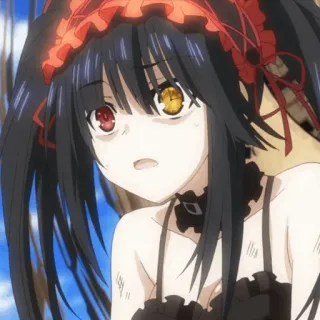 🥀 Kurumi Tokisaki Date A Live Anime, Gadis, Gotik, Lolita, Rambut Hitam, Mata Merah telegram sticker
