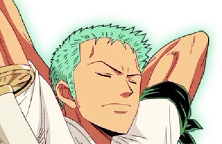 😒 Zoro One Piece anime, swordsman, relaxed, green hair, resting telegram sticker