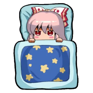 😪 Аниме, Милый, Спящий, Кровать, Звёзды, Мультфильм telegram sticker