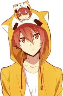 😊 anime, boy, cartoon, kawaii, cute, hoodie whatsapp sticker