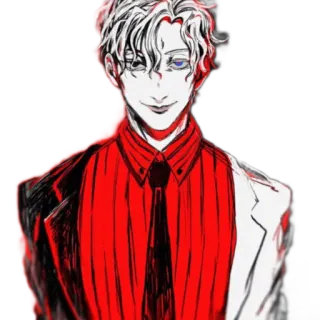 😏 Anime, Personagem, Terno, Vermelho, Branco, Arte whatsapp sticker
