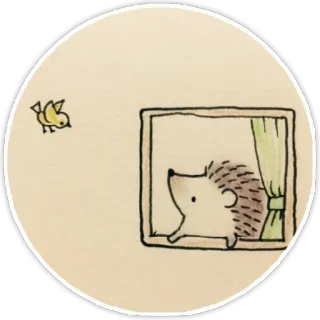🐥 ёж, птица, окно, милый, животное whatsapp sticker
