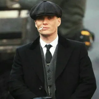 😁 Thomas Shelby Peaky Blinders Thomas Shelby, Peaky Blinders, Cillian Murphy, Gangster, Zigarette, Mütze, Anzug telegram sticker