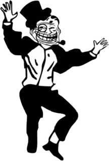 😂 Meme, Trollface, Dançando, Monóculo, Cartola telegram sticker