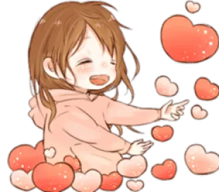 ❤ dziewczyna, serca, miłość, słodkie, kreskówka telegram sticker
