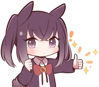 👍 Anime Mädchen, Daumen hoch, Süß, Funkeln, Hasenohren, Chibi telegram sticker