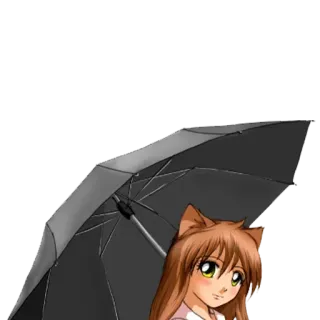 🍑 animé, fille, oreilles de chat, parapluie telegram sticker