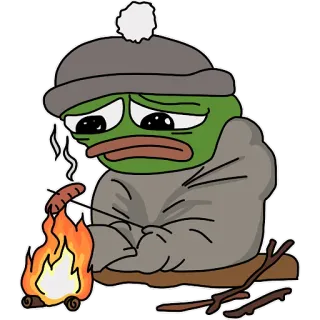 🥶 Pepe the Frog pepe, kikker, meme, verdrietig, winter, vuur, worst telegram sticker