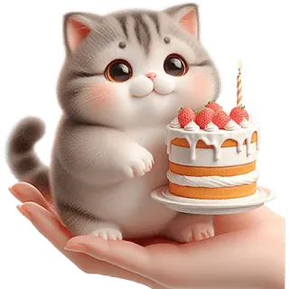 🎂 kot, kociak, słodki, ciasto, urodziny, zwierzę, zwierzę domowe, zwierzę domowe telegram sticker