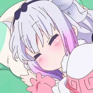 🦋 Kanna Kamui Miss Kobayashi's Dragon Maid Аниме, Каваий, Милый, Спящий, Дракон telegram sticker
