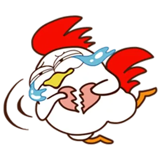 😢 Huhn, traurig, weinend, Herzschmerz, Cartoon, Emoji telegram sticker