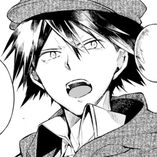 🐁 Rampo Edogawa Bungo Stray Dogs Anime, Manga, Rampo Edogawa, Bungo Stray Dogs, Detective, Hoed, Personage, Illustratie telegram sticker