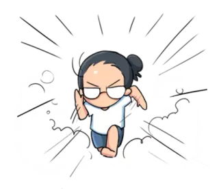 🏃 跑步, 人物, 眼镜, 动作, 卡通, 动画 telegram sticker
