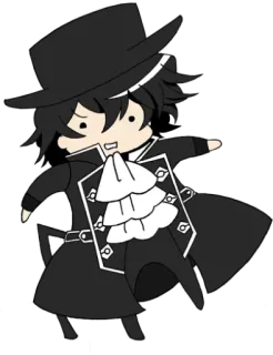☹ Anime, Chibi, Charakter, Schwarzer Hut, Mantel telegram sticker