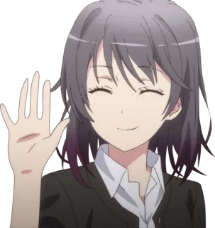 👋 anime, menina, sorrindo, acenando, desenho animado, ilustração telegram sticker