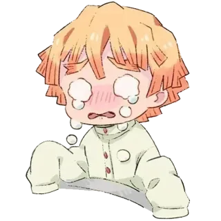 🧡 Zenitsu Agatsuma Demon Slayer Anime, Demon Slayer, Zenitsu Agatsuma, Chibi, Pleurs, Mignon telegram sticker