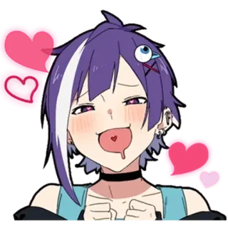 🥰 anime, hearts, cute, sticker, choker, eyepatch telegram sticker