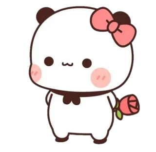 🍼 Panda, Desenho animado, Fofo, Rosa, Laço, Rosa, Animal telegram sticker