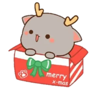 🍼 merry x-mas gato, natal, feriado, presente, fofo, caixa, rena telegram sticker