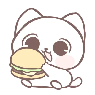 🍔 gato, desenho animado, hambúrguer, fofo, animal, comida telegram sticker