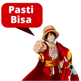 😇 Monkey D. Luffy One Piece Pasti Bisa anime, one piece, luffy, cartoon, motivation, entschlossenheit, rot telegram sticker