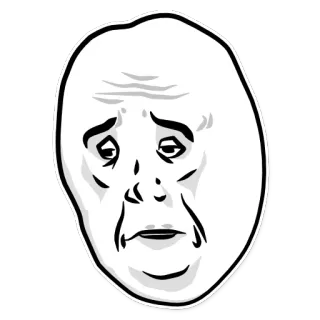 😔 meme, face, trollface, internet meme telegram sticker