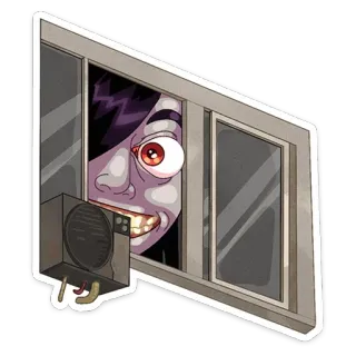 👁 Fenster, gruselig, Horror, beängstigend, gucken, Cartoon, Person, Gesicht whatsapp sticker