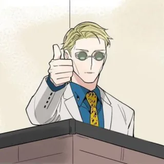 👍 anime, pulgar arriba, ilustración, personaje, gafas telegram sticker