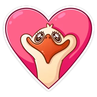 ❤️ ganso, coração, fofo, animal, adesivo, amor, desenho animado telegram sticker