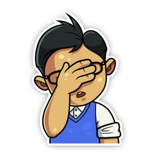 🤦‍♂️ Facepalm, imbarazzato, sticker, cartone animato, nerd, occhiali, espressione telegram sticker